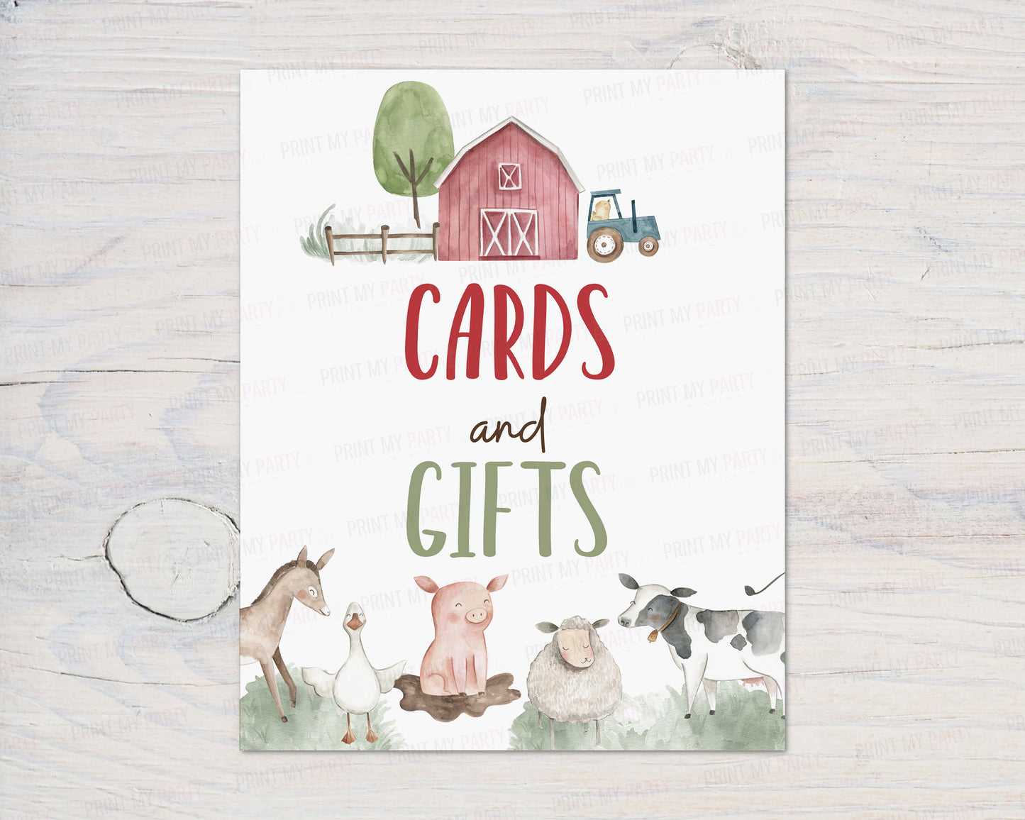 Cards and Gifts Sign | Farm Party Decorations - 11B