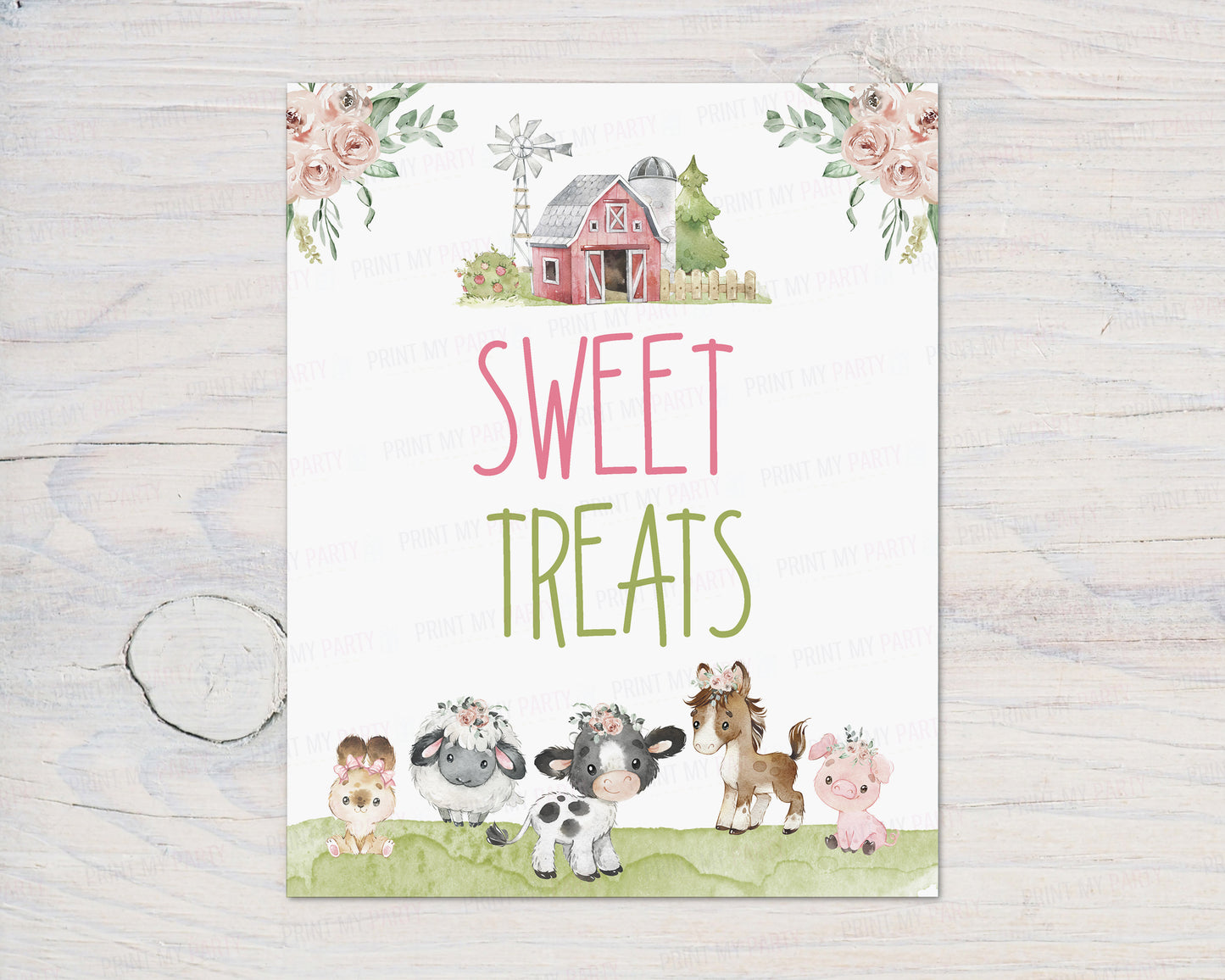 Sweet Treats Sign Printable | Floral Farm Party Table Decoration - 11C1