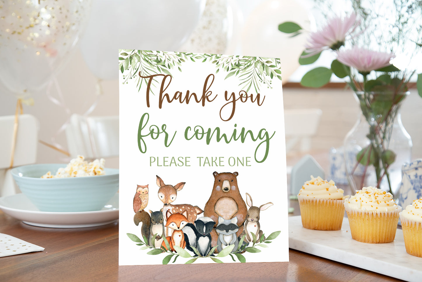 Woodland Thank You for Coming Sign | Forest Animals Party Decorations - 47J0