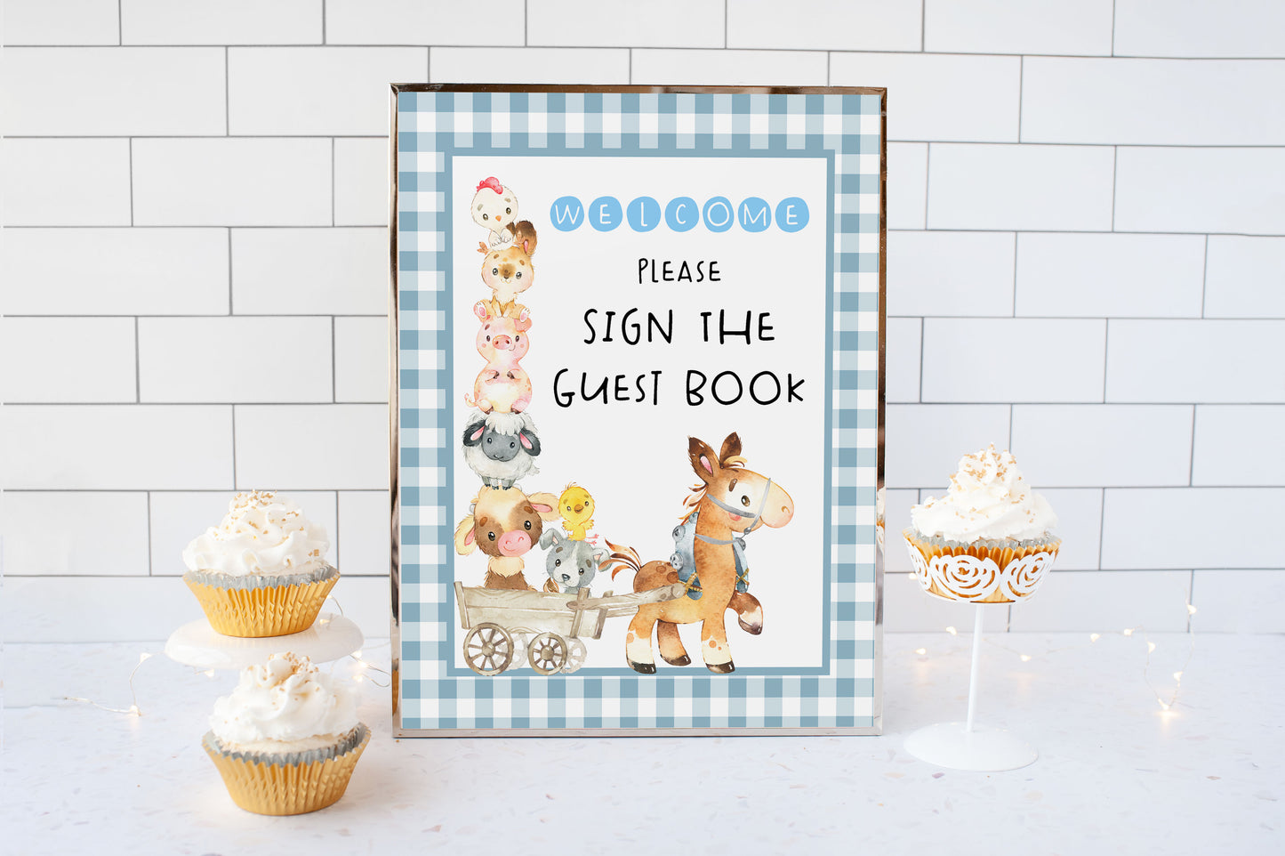 Farm Guest Book Sign | Farm Theme Party Table Decoration - 11C2