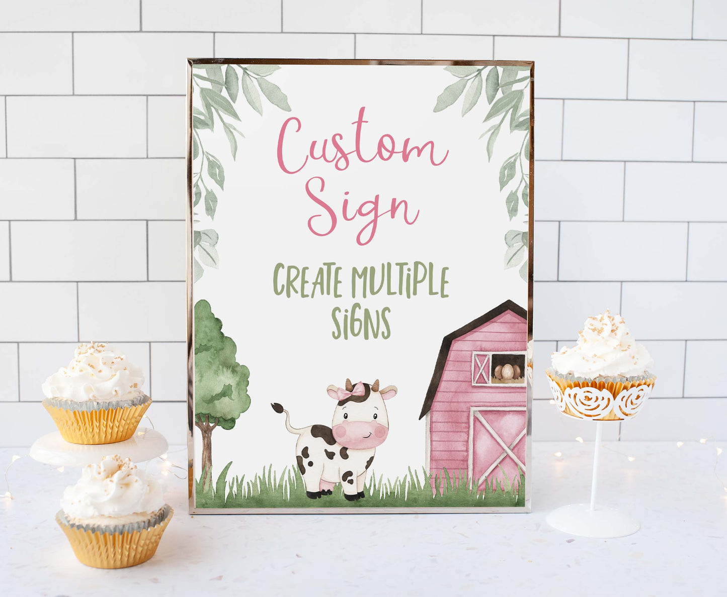 Custom Cow Table Sign | Farm Theme Party Decorations - 11A