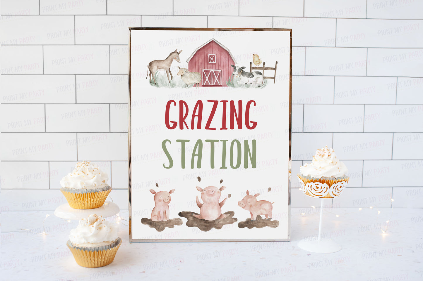 Grazing Station Sign | Boy Farm Party Decorations - 11B