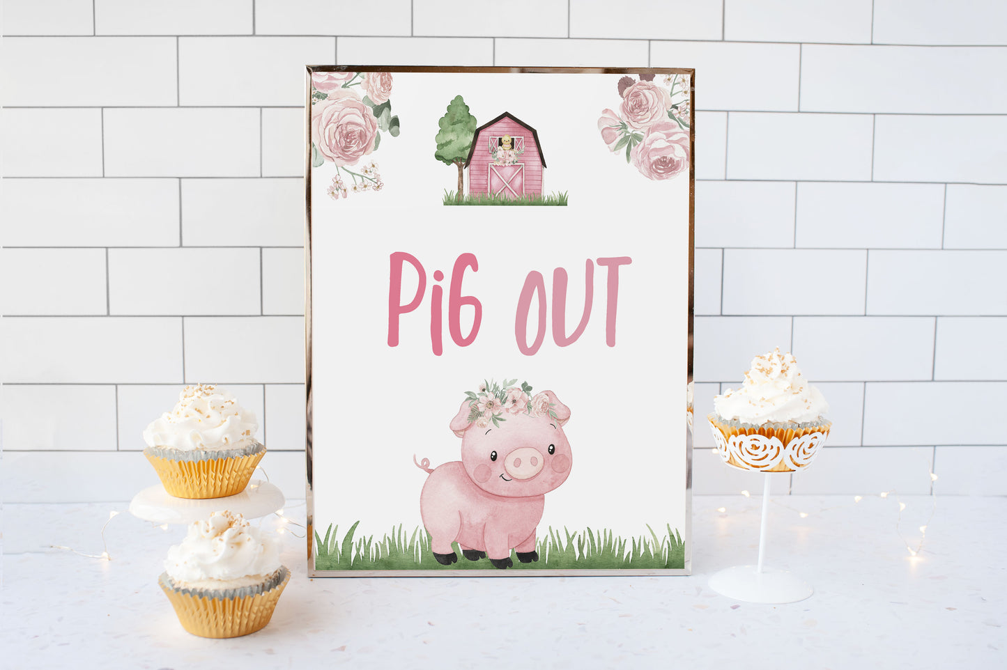 Farm Pig Out Sign Printable | Girl Farm Party Table Decoration - 11A