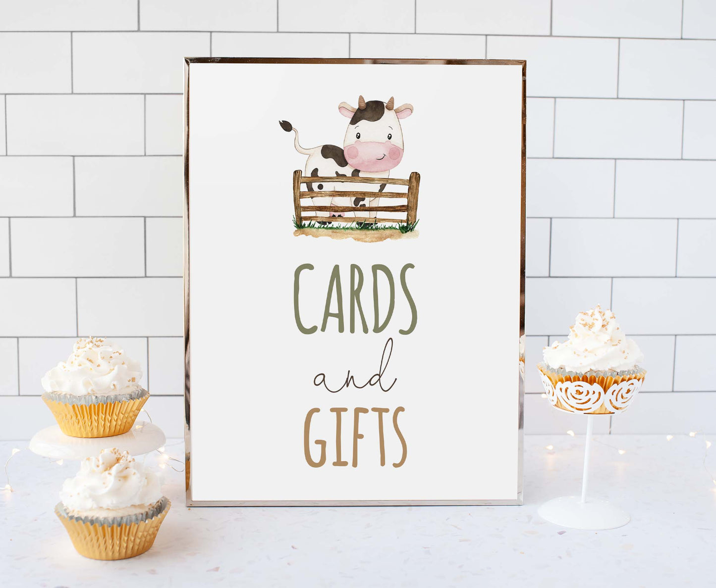 Cards and gifts Sign Printable | Farm Party Table Decoration - 11E