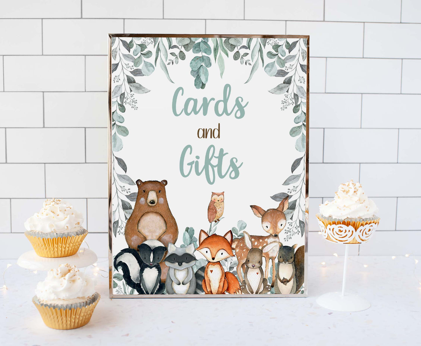 Woodland Cards and Gifts Sign | Forest Themed Party Table Decorations - 47J1