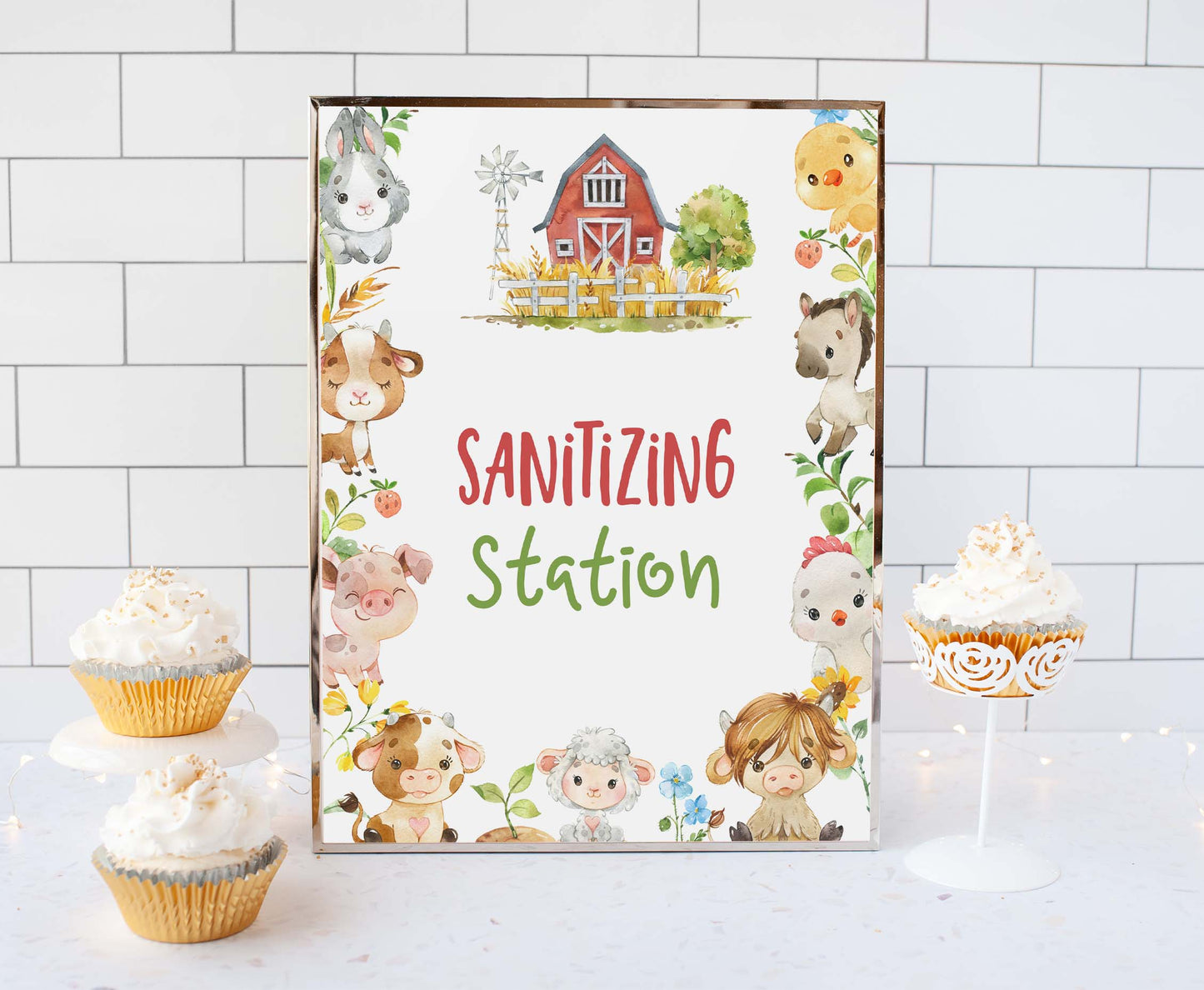 Sanitizing Station Sign Printable | Farm Party Table Decoration - 11d