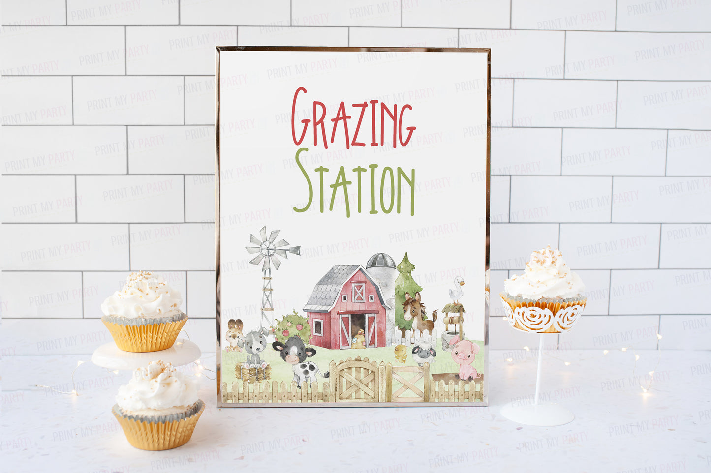 Grazing Station Sign Printable | Farm Party Table Decoration - 11C1