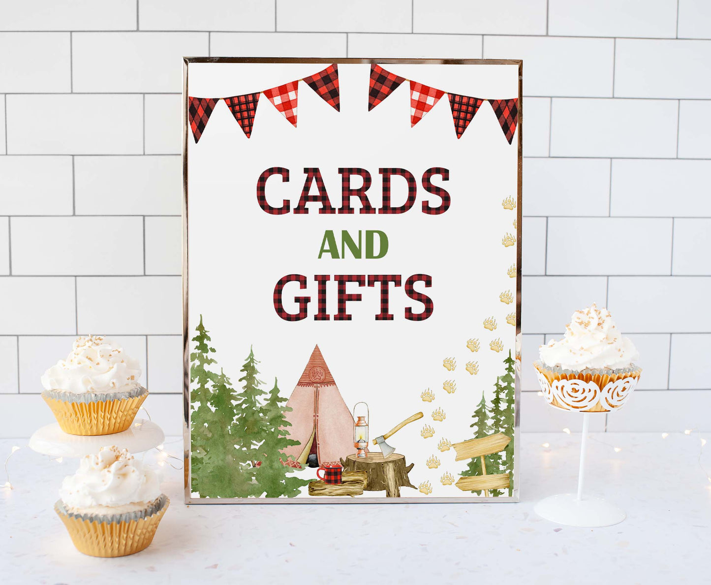 Lumberjack Cards and Gift Sign | Lumberjack Themed Party Table Decorations -19A