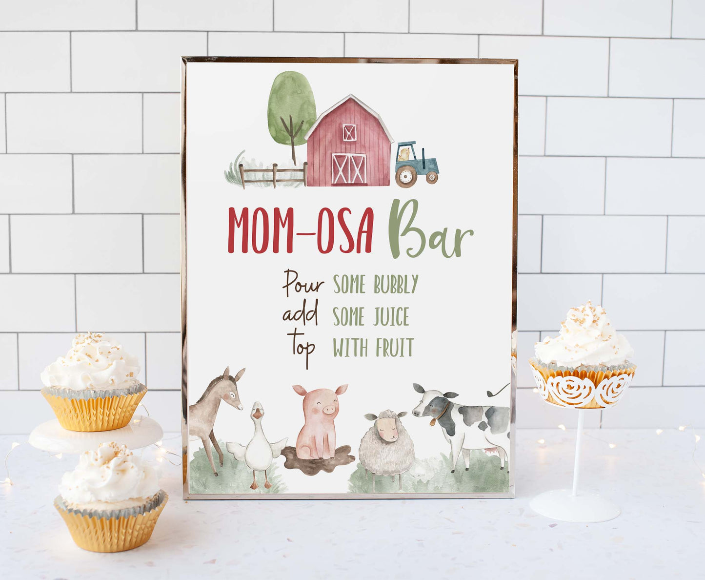 Momosa Bar Table Sign | Farm Party Decorations - 11B