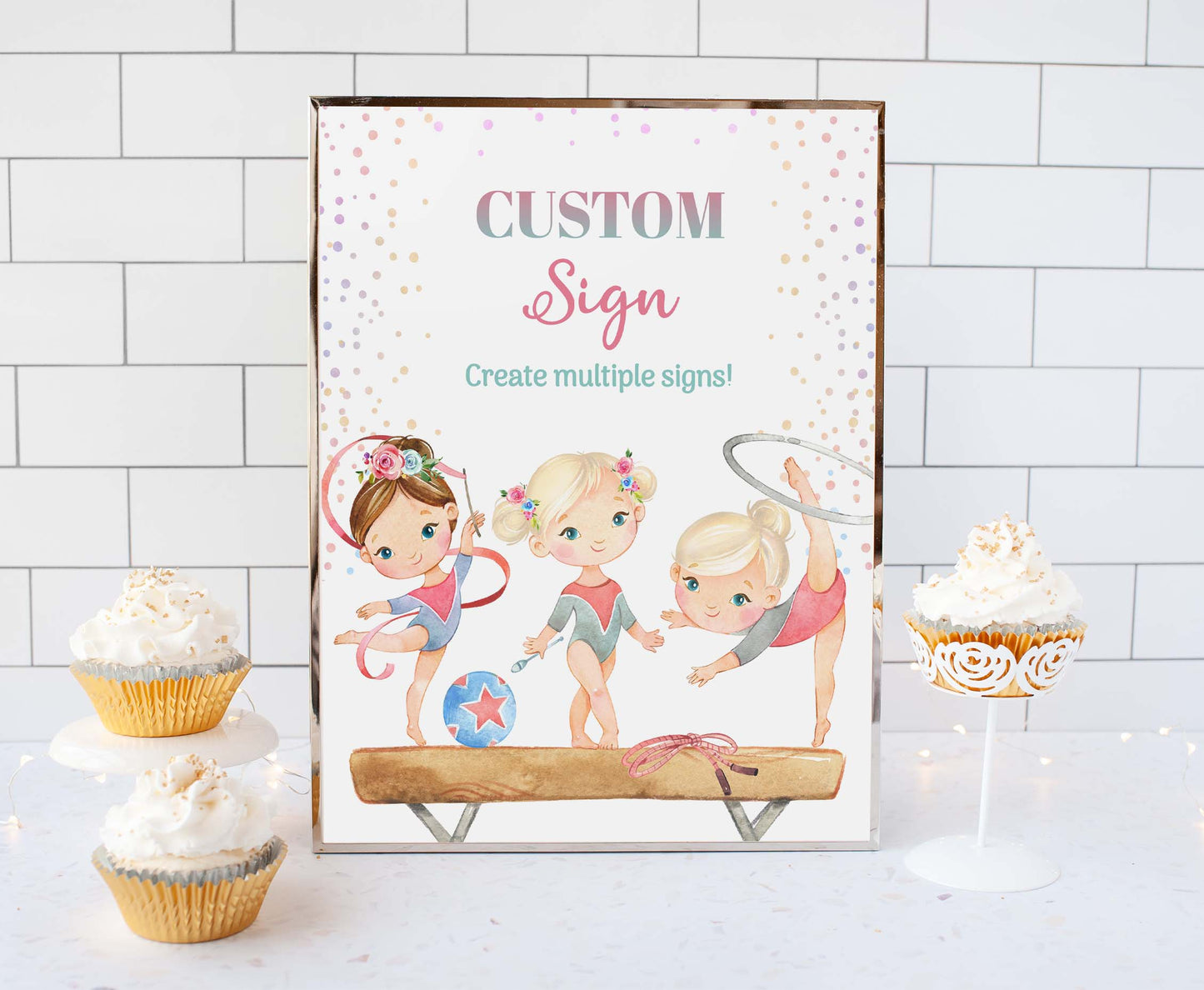 Custom Gymnastic Table Sign | Gymnastic Theme Party Decorations - 99A