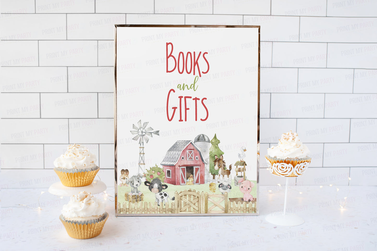 Books and Gifts Sign Printable | Farm Baby Shower Table Decoration - 11C1