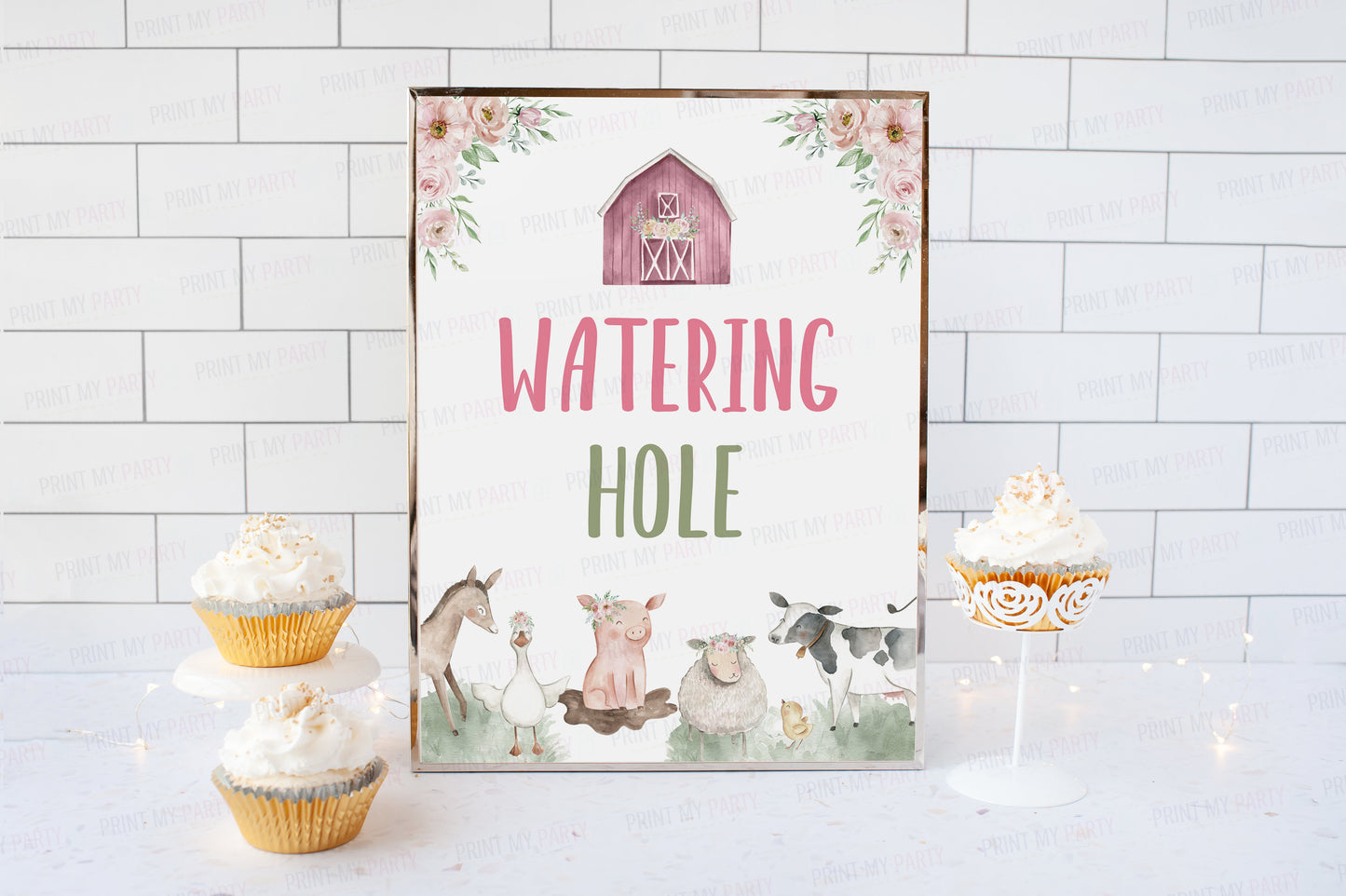 Watering Hole Sign | Girl Farm Party Decorations - 11B