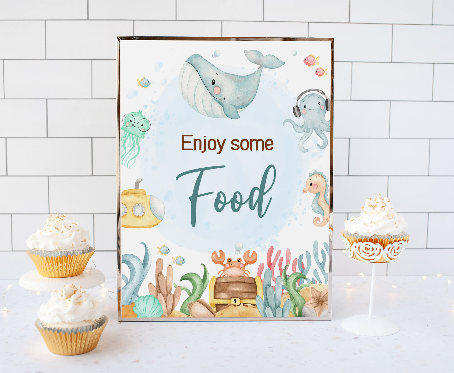 Under the Sea Food Sign | Ocean Themed Party Table Decorations - 44A