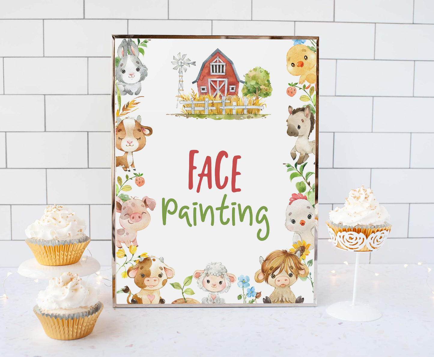 Face Painting Sign Printable | Farm Party Table Decoration - 11d