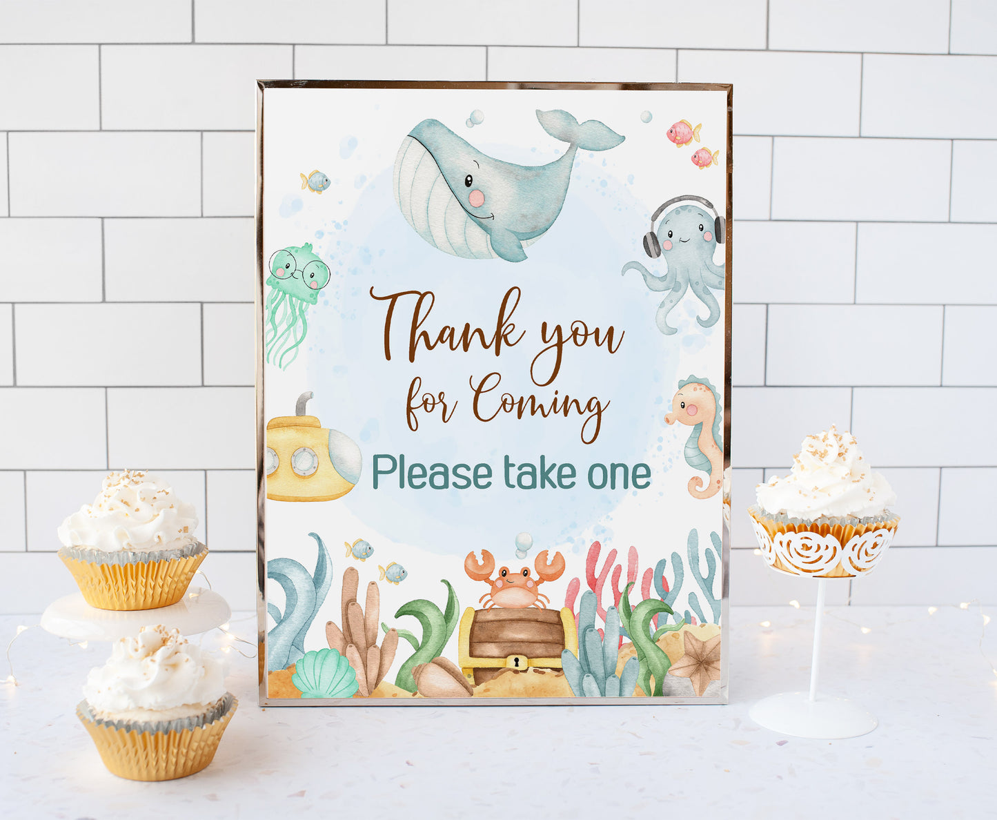 Under the Sea Thank you for Coming Sign | Ocean Themed Party Table Decorations - 44A