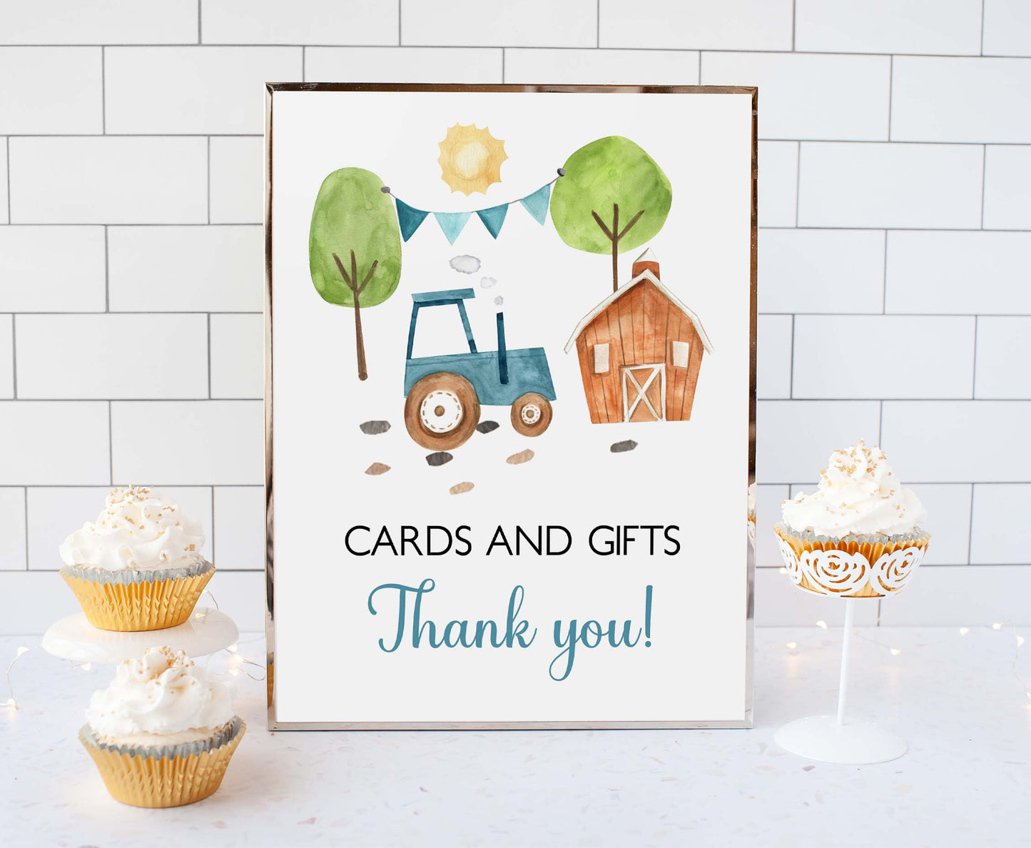 Tractor Cards and Gifts table Sign | Farm Party Decorations - 11F