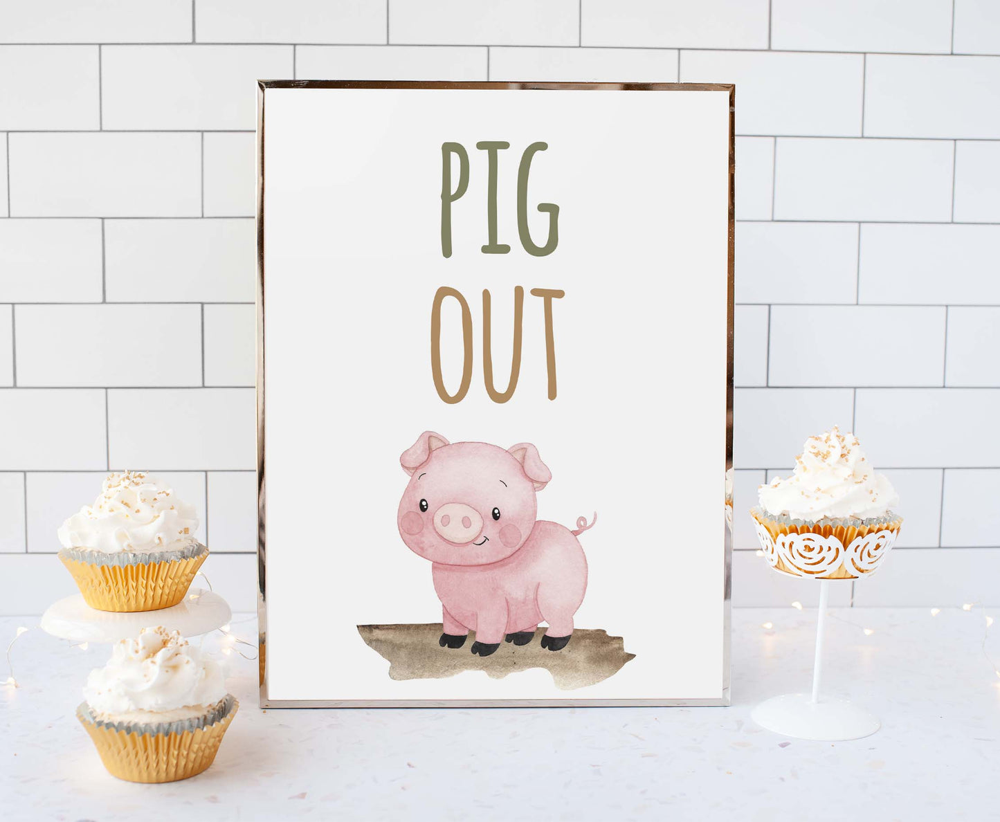 Pig Out Sign Printable | Farm Party Table Decoration - 11E