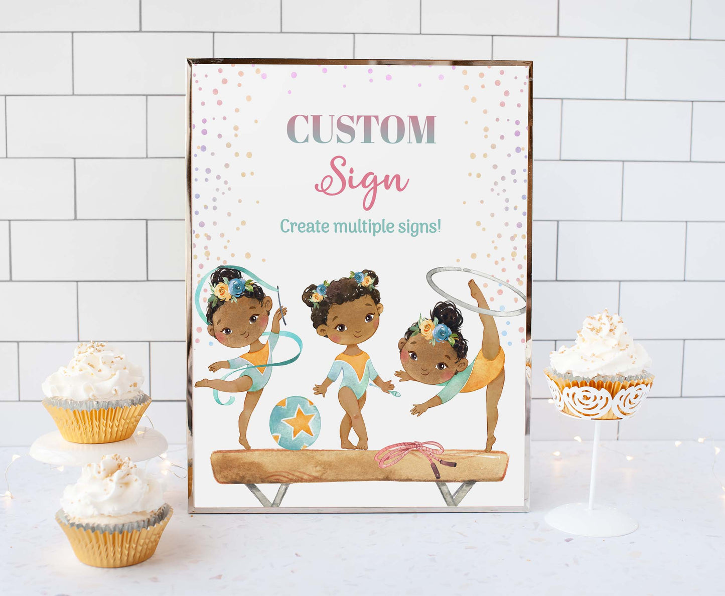 Custom Gymnastic Table Sign | Girl Gymnastic Theme Party Decorations - 99A