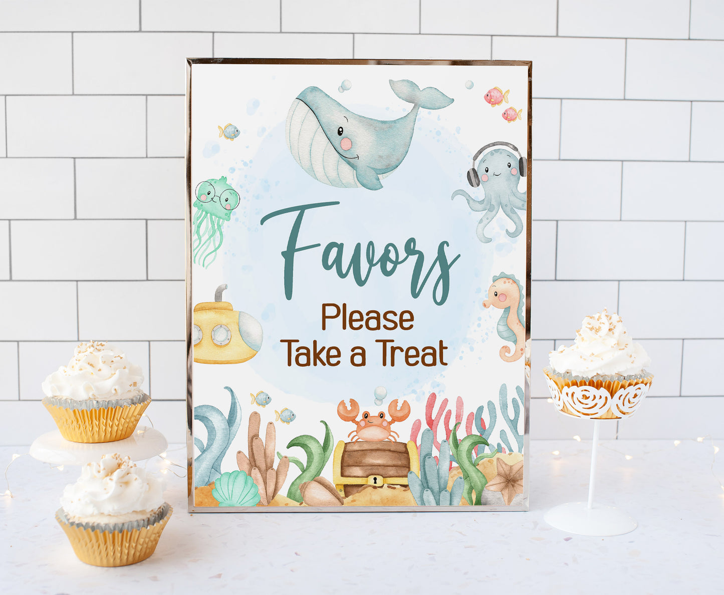 Under the Sea Favors Sign | Ocean Themed Party Table Decorations - 44A