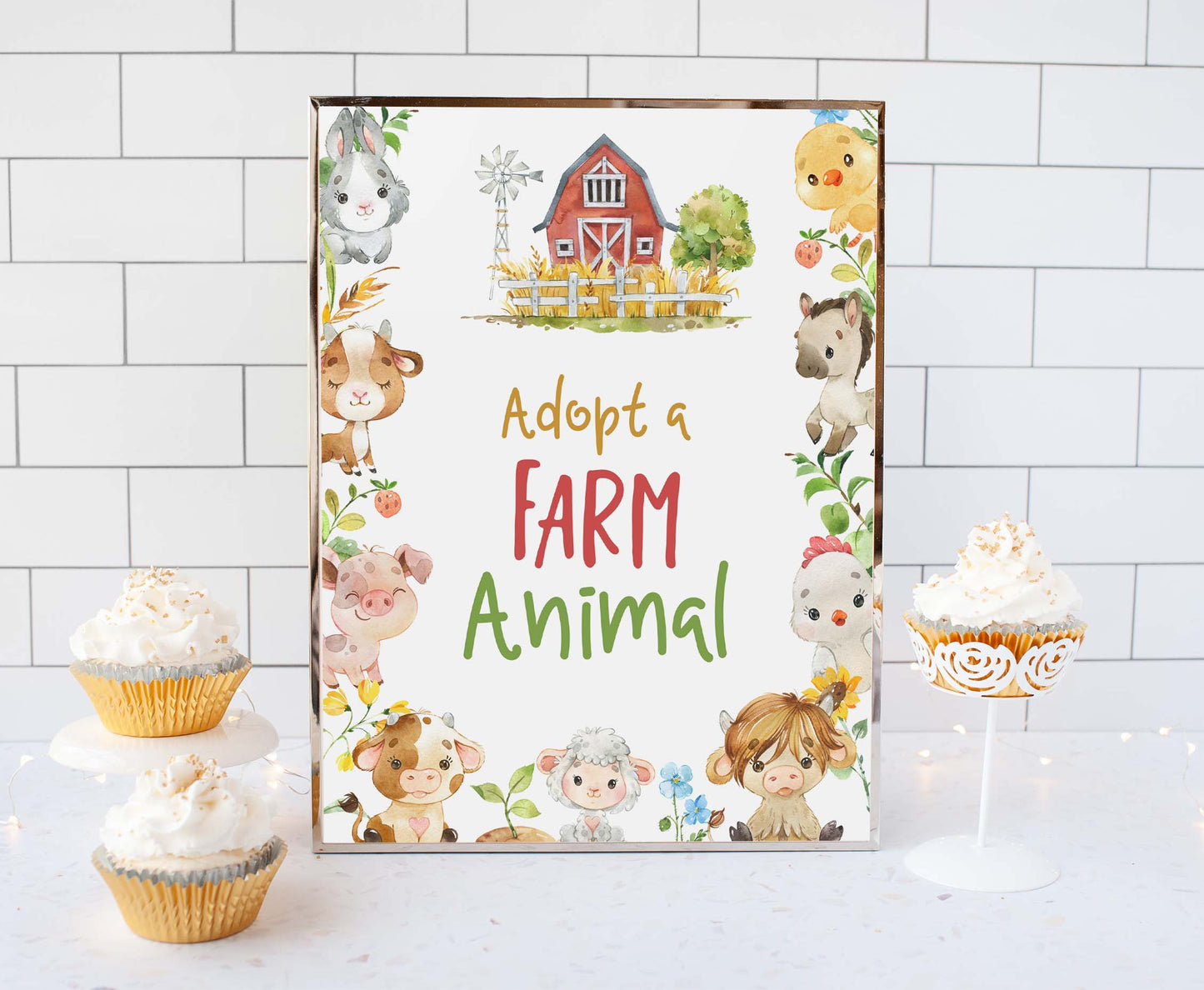 Adopt a Farm animal Sign Printable | Farm Party Table Decoration - 11d