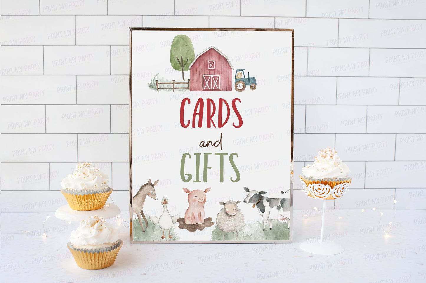 Cards and Gifts Sign | Farm Party Decorations - 11B