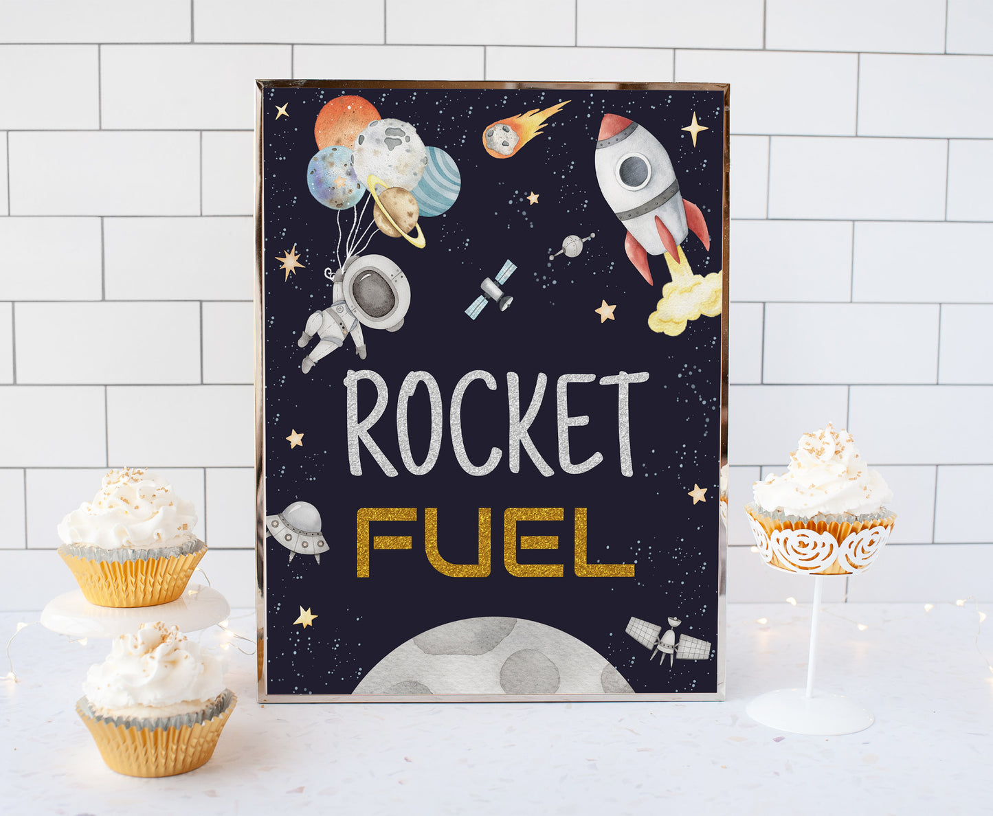 Space Rocket Fuel Sign | Astronaut Themed Party Table Decorations - 39C