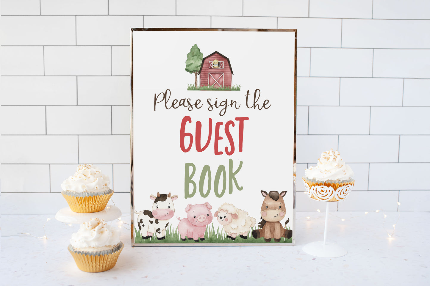 Guest Book Sign Printable | Farm Party Table Decoration - 11A