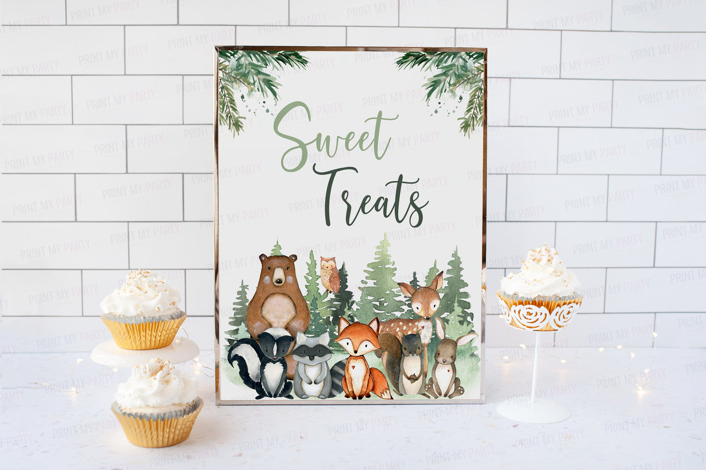 Woodland Sweet Treats Sign | Forest Animals Party Table Decorations - 47J2