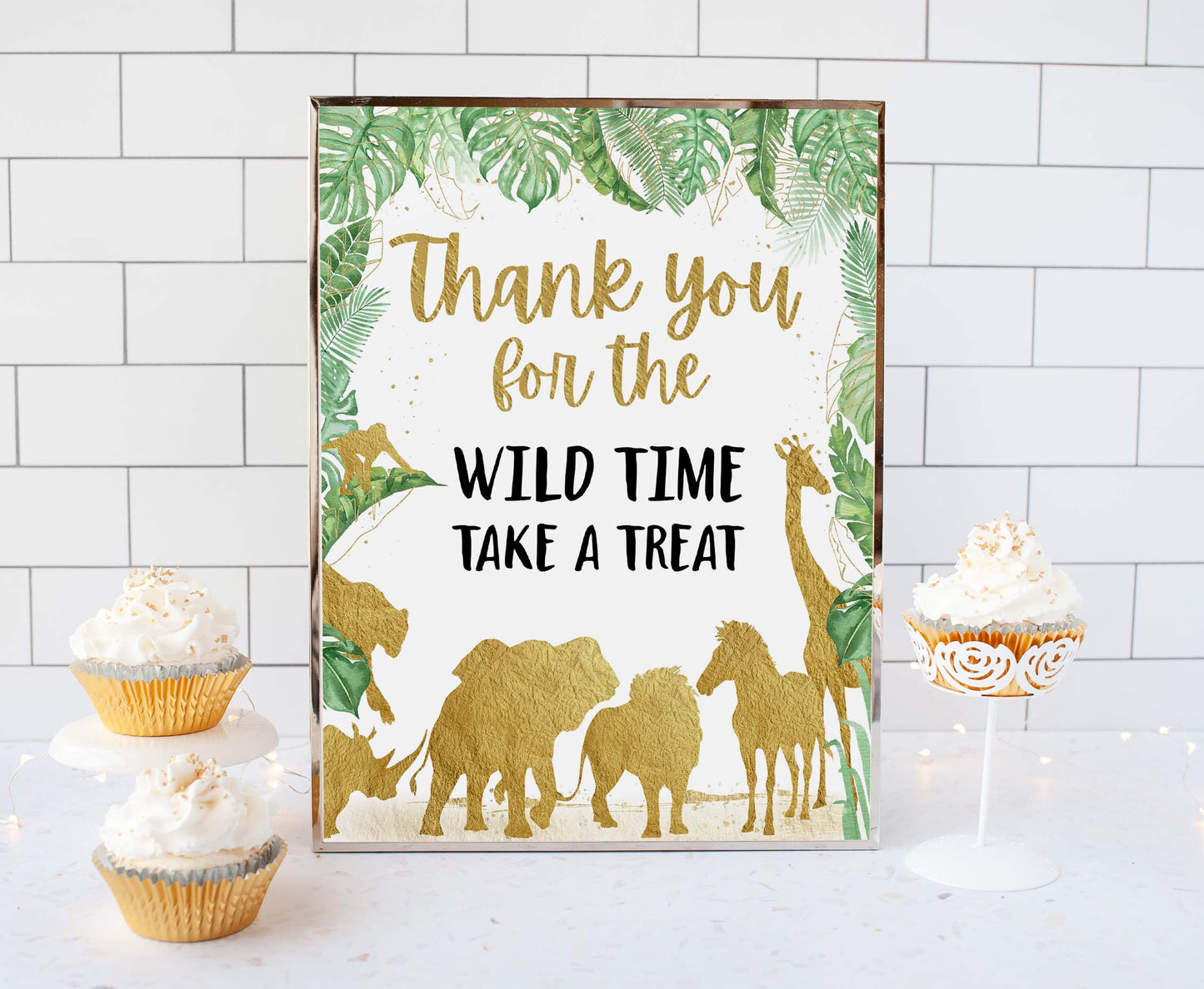 Safari Thank you for the wild time Sign | Jungle Themed Party Table Decorations - 35K