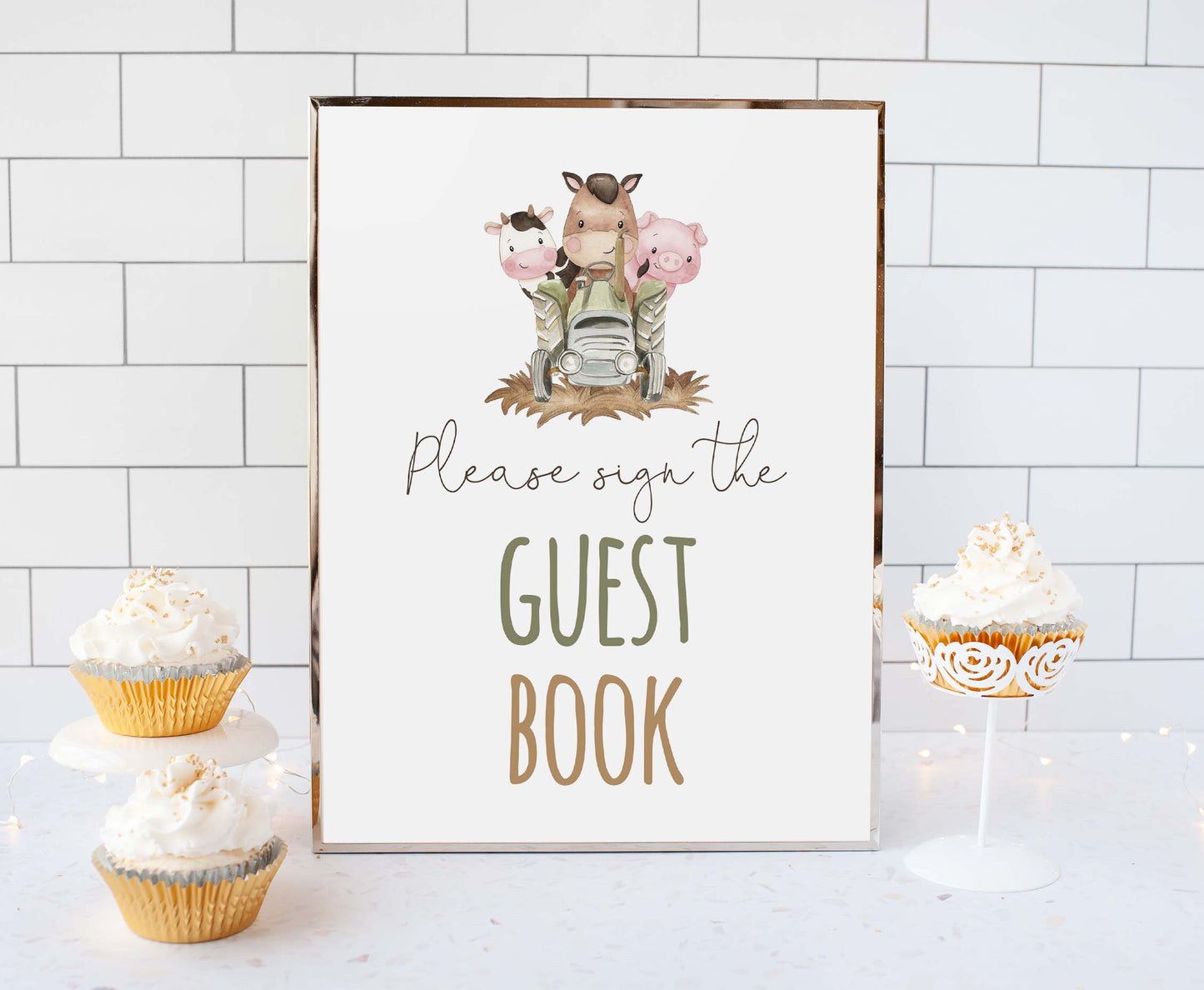 Guest Book Sign Printable | Farm Party Table Decoration - 11E