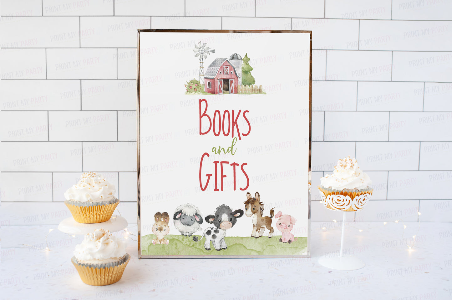 Books and Gifts Sign Printable | Farm Baby Shower Table Decoration - 11C1