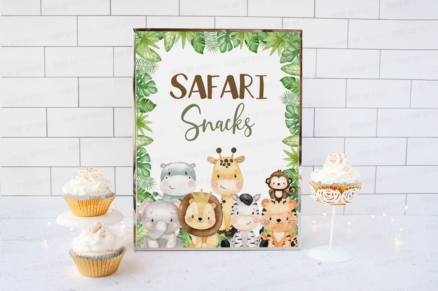 Safari Snacks Sign | Jungle Animals Party Table Decorations - 35E