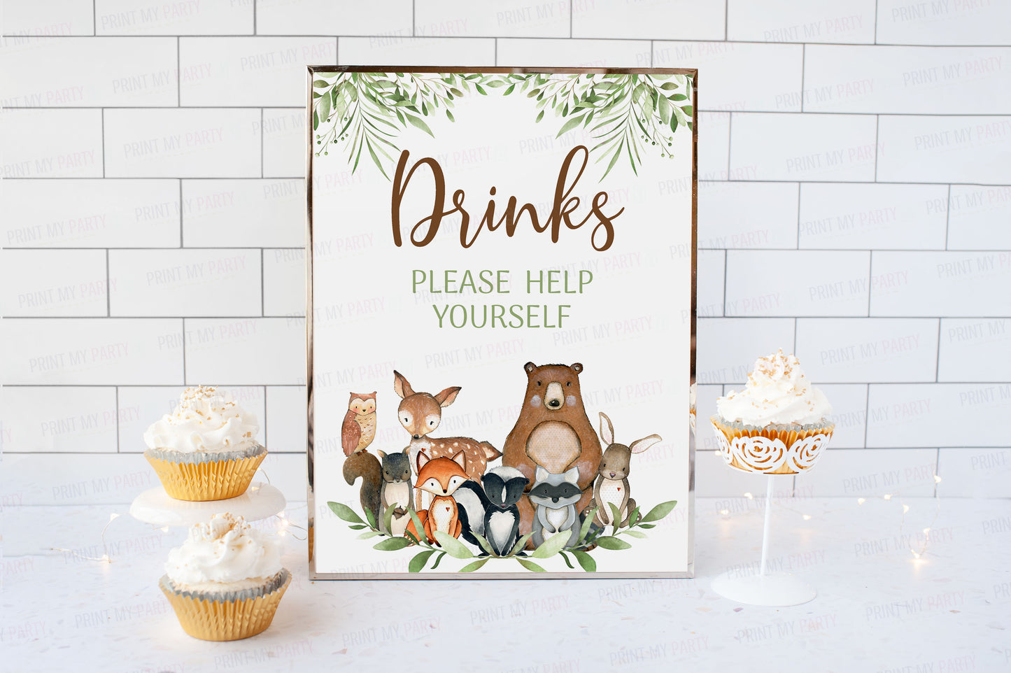 Woodland Drinks Sign | Forest Animals Party Decorations - 47J0