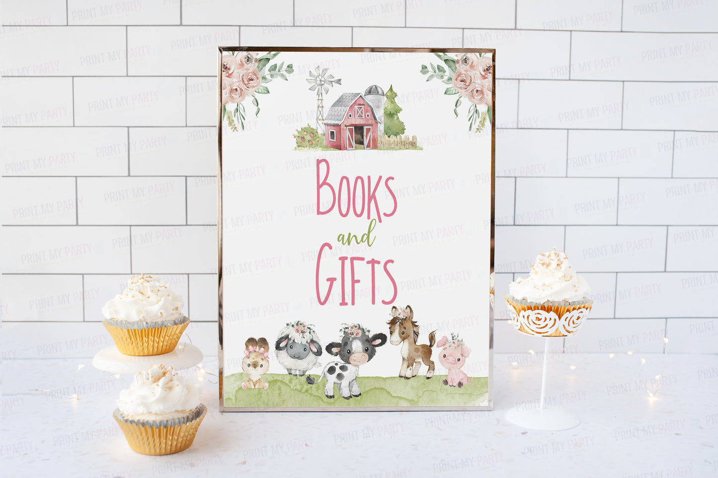 Book and Gifts Sign Printable | Floral Farm Baby Shower Decorations - 11C1