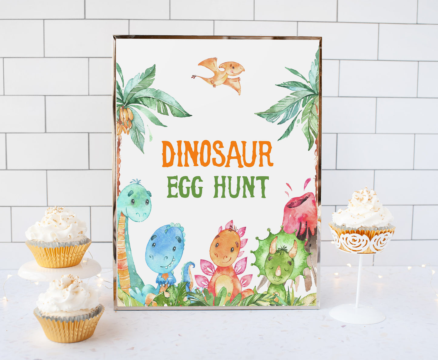 Dinosaur Egg Hunt Sign | Dinosaur Themed Party Table Decorations - 08A