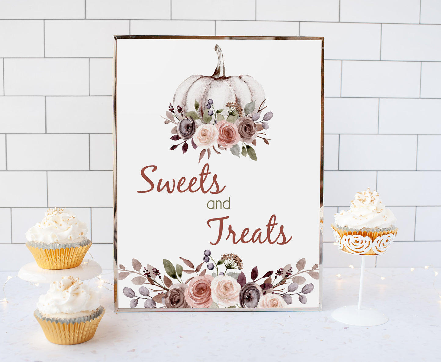 Fall  Sweets and Treats Sign | Pumpkin Themed Party Table Decorations - 30I