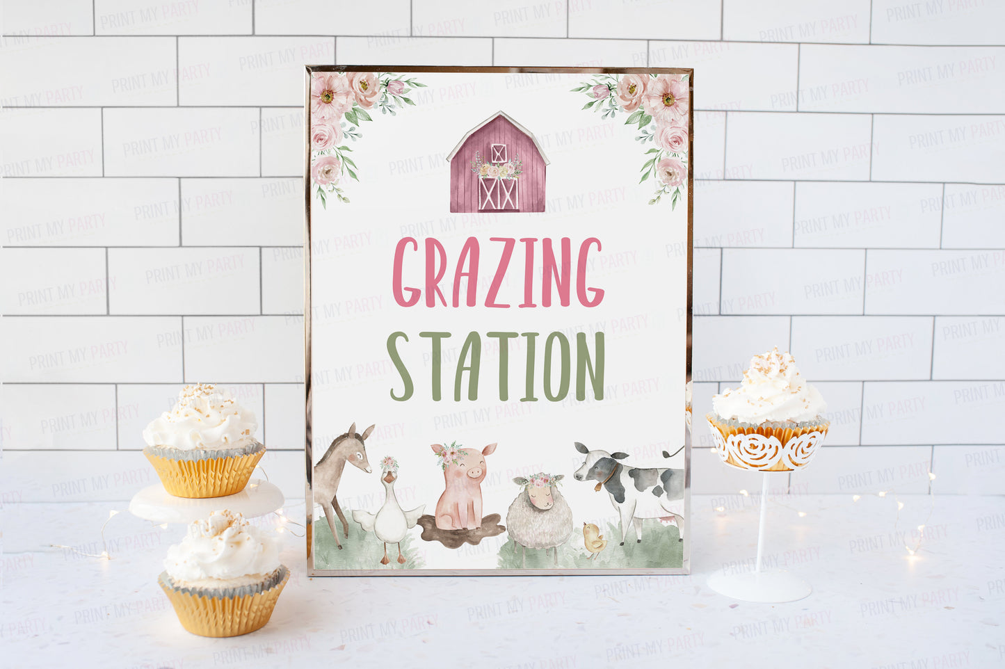 Grazing Station Sign | Girl Farm Party Decorations - 11B