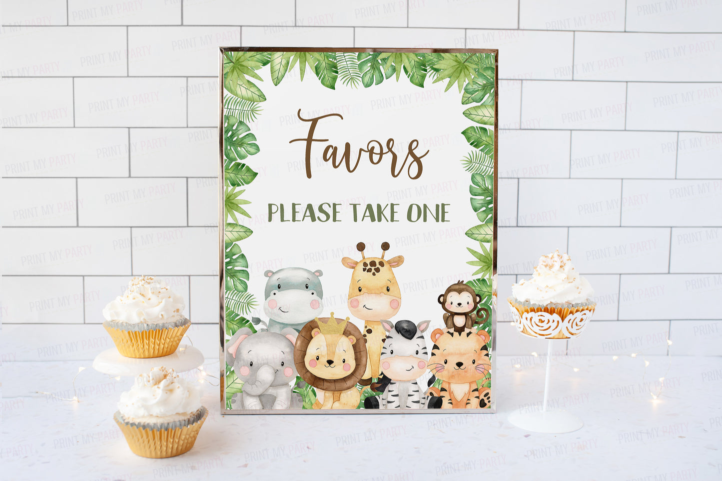 Safari Favors Sign | Jungle Animals Party Table Decorations - 35E