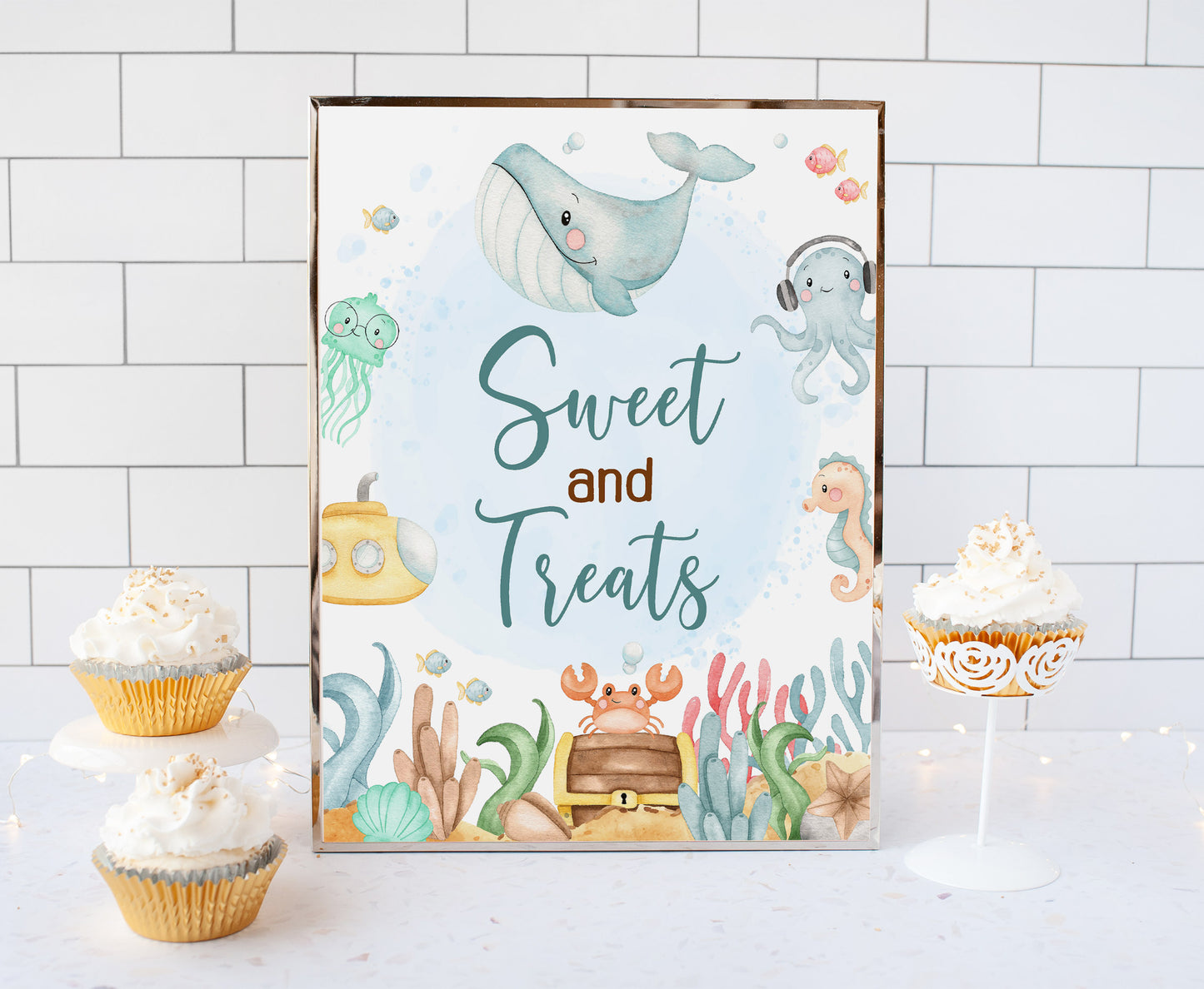 Under the Sea Sweet and Treats Sign | Ocean Themed Party Table Decorations - 44A