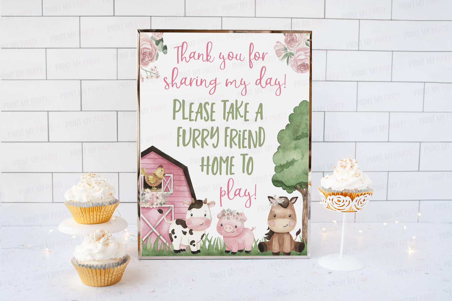 Girl Farm Favors Sign | Floral Farm Party Decorations - 11A