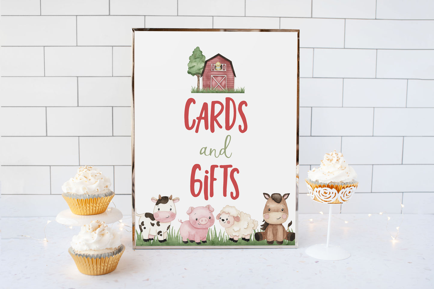 Cards and Gifts Sign Printable | Farm Party Table Decoration - 11A