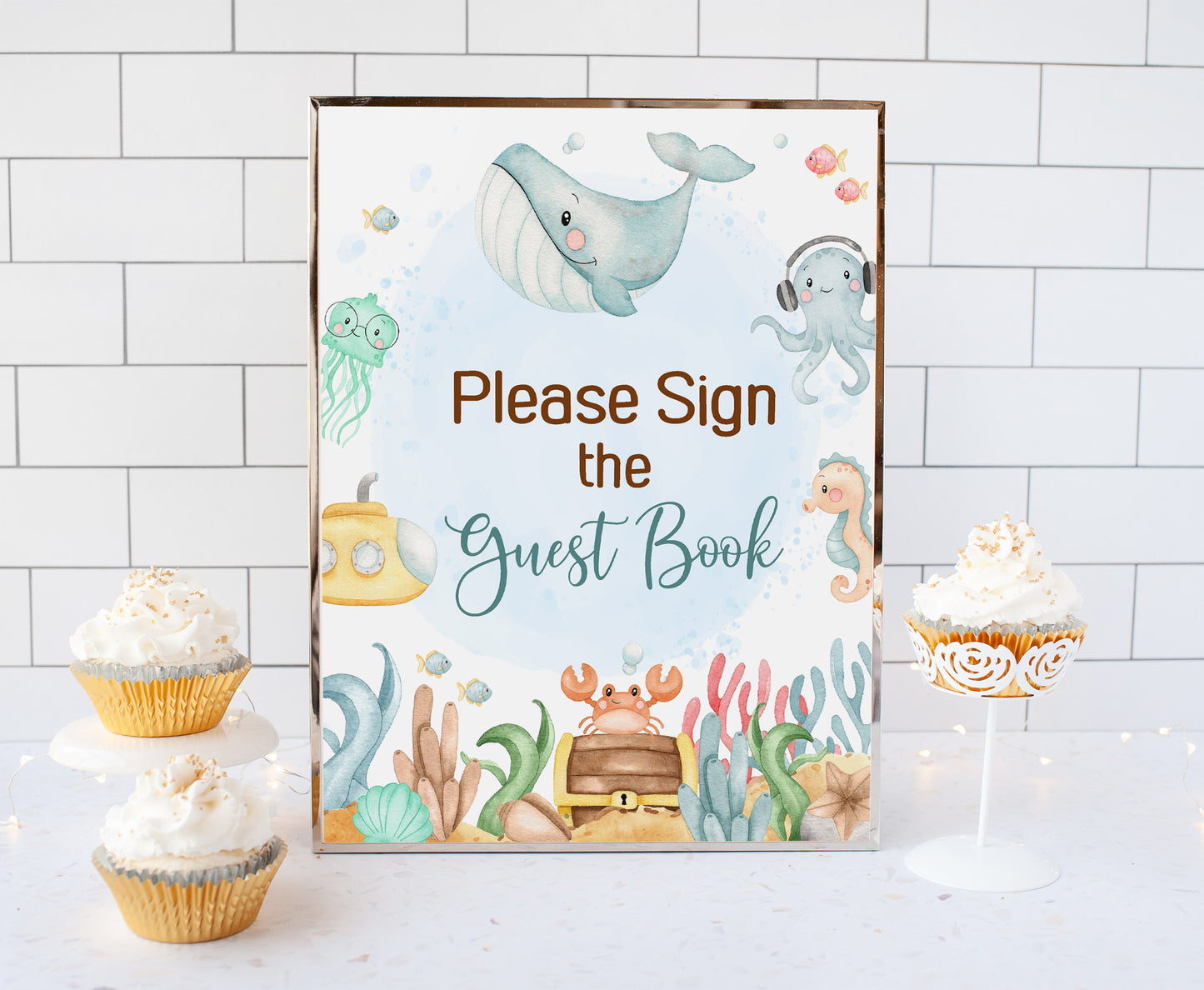 Under the Sea Guest Book Sign | Ocean Themed Party Table Decorations - 44A