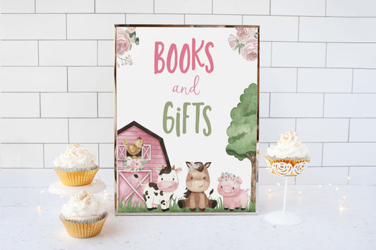 Book and Gifts Sign Printable | Floral Farm Baby Shower Decorations - 11A