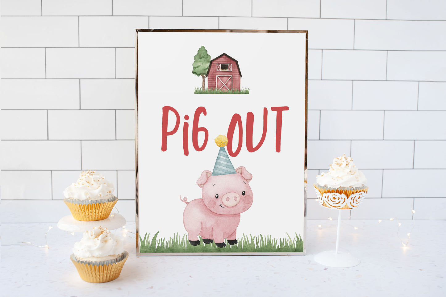 Pig Out Sign Printable | Farm Party Decorations - 11A