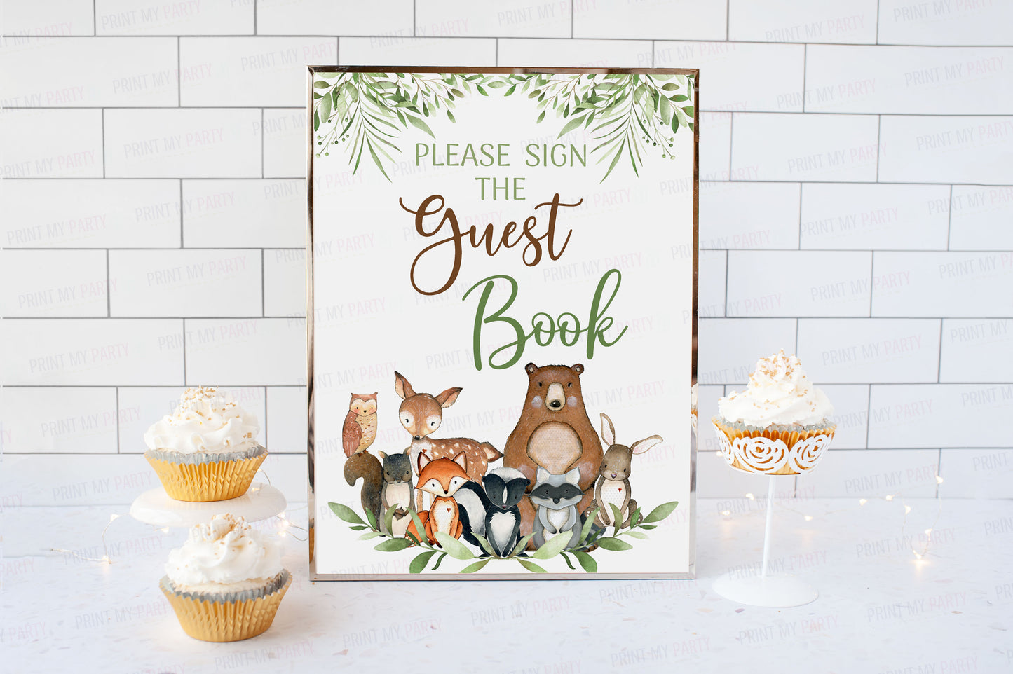 Woodland Guest Book Sign | Forest Animals Party Decorations - 47J0