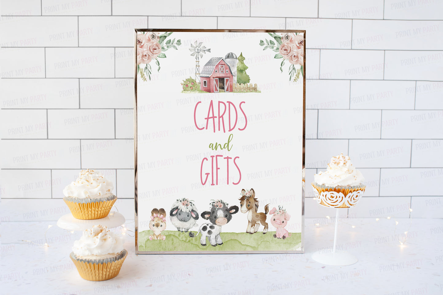 Cards and Gifts Sign Printable | Floral Farm Party Table Decoration - 11C1