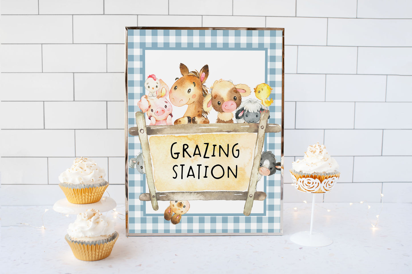 Farm Grazing Station Sign | Farm Theme Party Table Decoration - 11C2