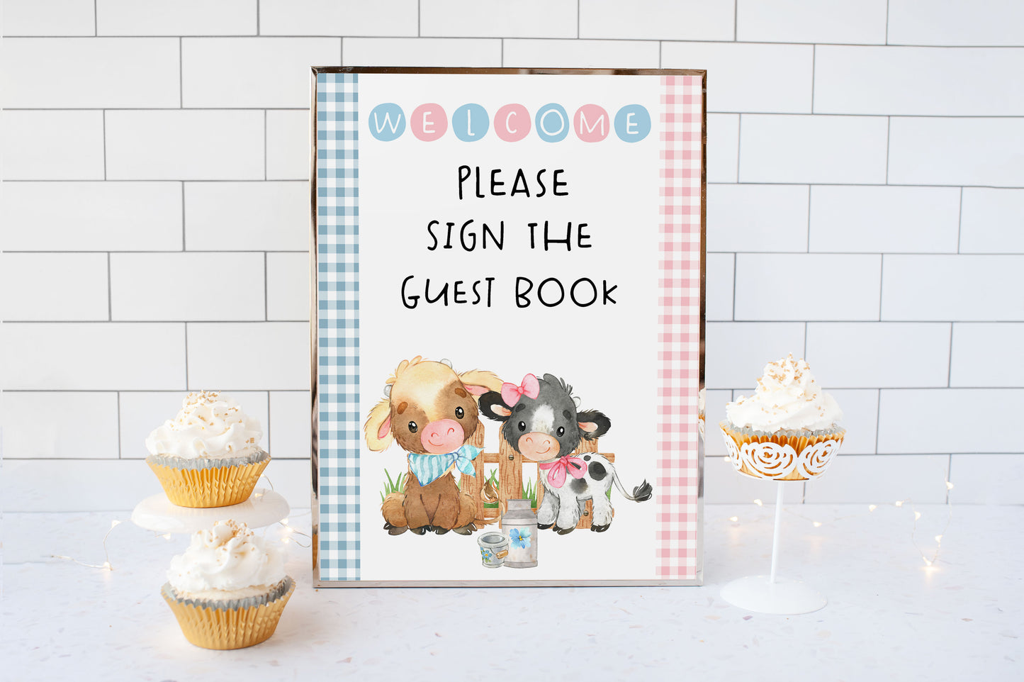 Farm Guest Book Sign | Farm theme Gender Reveal Table Decoration - 11C3