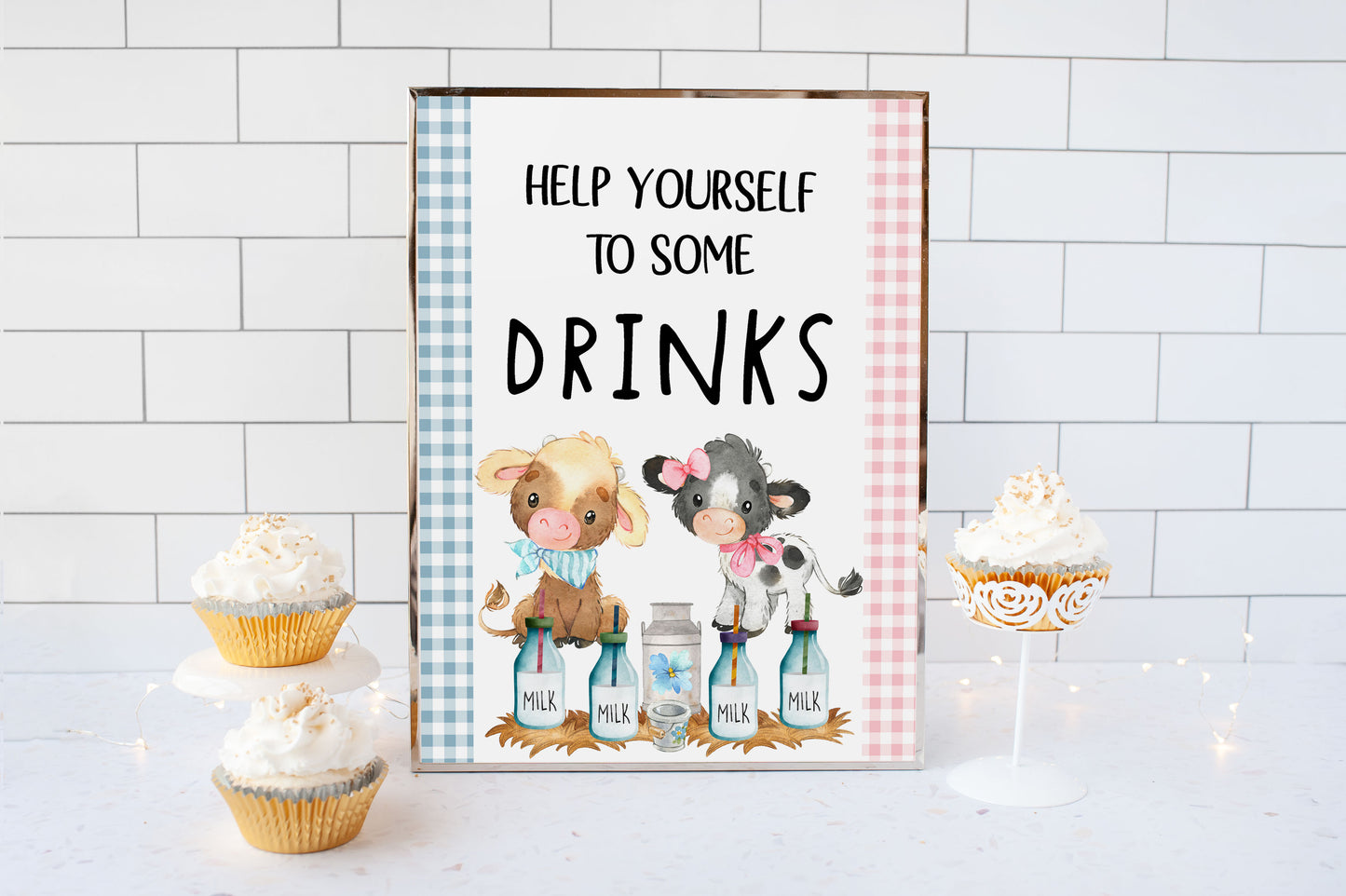 Farm Help Yourself to Some Drinks Sign | Farm theme Gender Reveal Table Decoration - 11C3