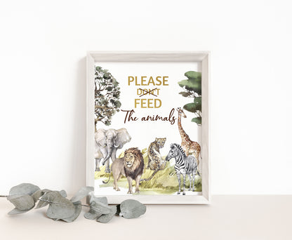 Safari Please Don't feed the animals table sign | Jungle Themed Party Table Decorations - 35I